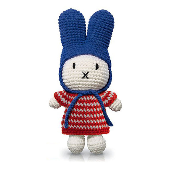 Just Dutch Miffy – Red Small Striped Dress and Blue Hat