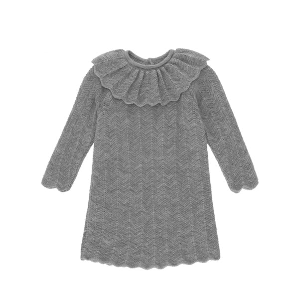 Konges Sløjd Fiol Collar Wool Knit Dress – Light Grey Melange