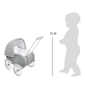 Legler Small Foot Dolls Pram –  Vintage Grey