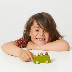 Lubulona Wooden Toy Bus - Lime
