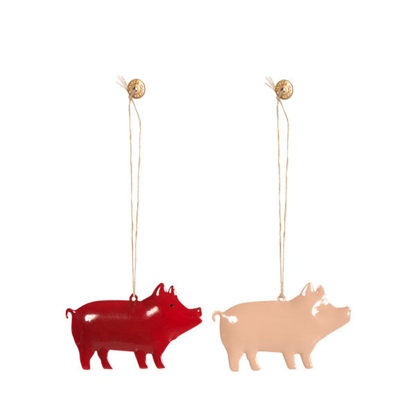 Maileg Metal Pig Ornament - Set of 2