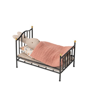 Maileg Metal Vintage Bed, Mouse - Anthracite