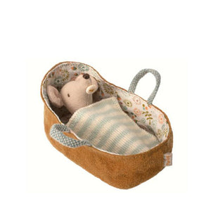Maileg Baby Mouse in Carrycot