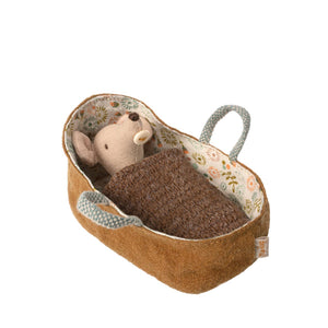 Maileg Baby Mouse in Carrycot