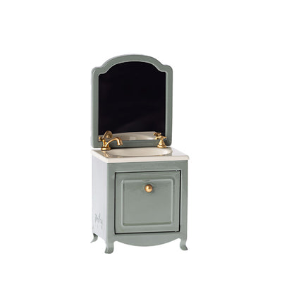 Maileg Sink Dresser with Mirror, Mouse - Dark Mint