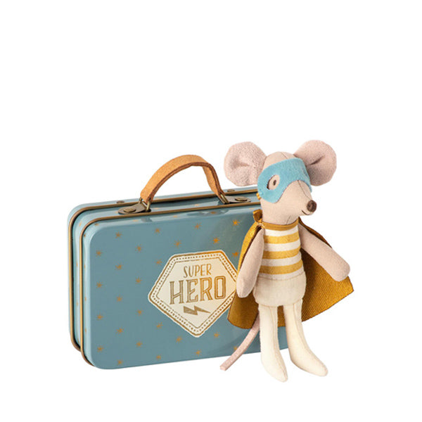 Maileg Superhero Mouse - Little Brother In Metal Suitcase
