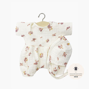 Minikane "Collection Babies" Jumpsuit NOA with Round Hat - Petites Fleurs