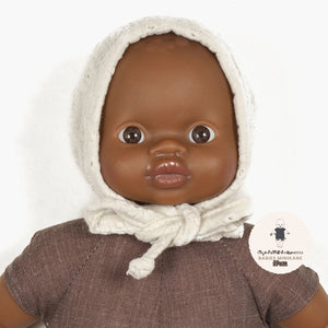 Minikane "Collection Babies" Round Hat - Camel Brodée