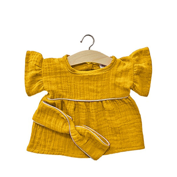 Minikane Paola Reina Baby Doll Dress DAISY with Headband – Mustard