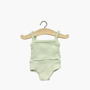 Minikane Les P'tits Basiques Ribbed Knit Girl's Underwear Set - Pistache