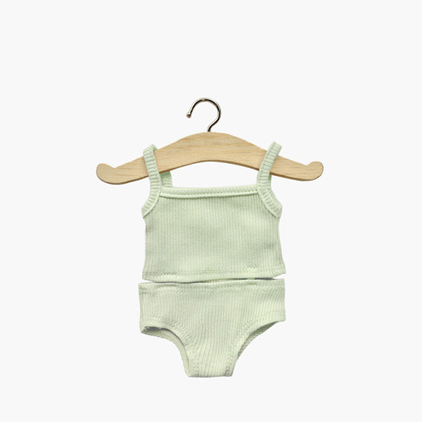 Minikane Les P'tits Basiques Ribbed Knit Girl's Underwear Set - Pistache