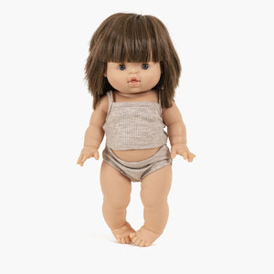 Minikane Les P'tits Basiques Ribbed Knit Girl's Underwear Set - Beige Chiné