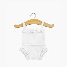 Minikane Les P'tits Basiques Ribbed Knit Girl's Underwear Set with Lace - White