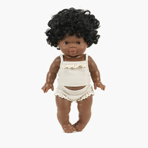 Minikane Les P'tits Basiques Ribbed Knit Girl's Underwear Set with Lace