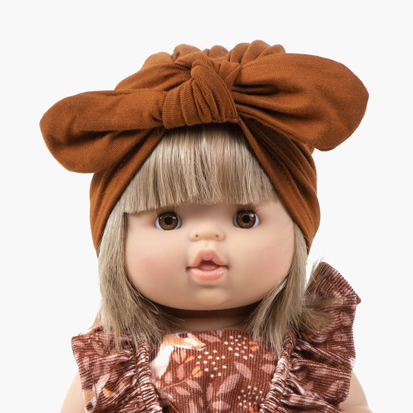 Minikane Paola Reina Baby Doll Bow Turban - Cognac