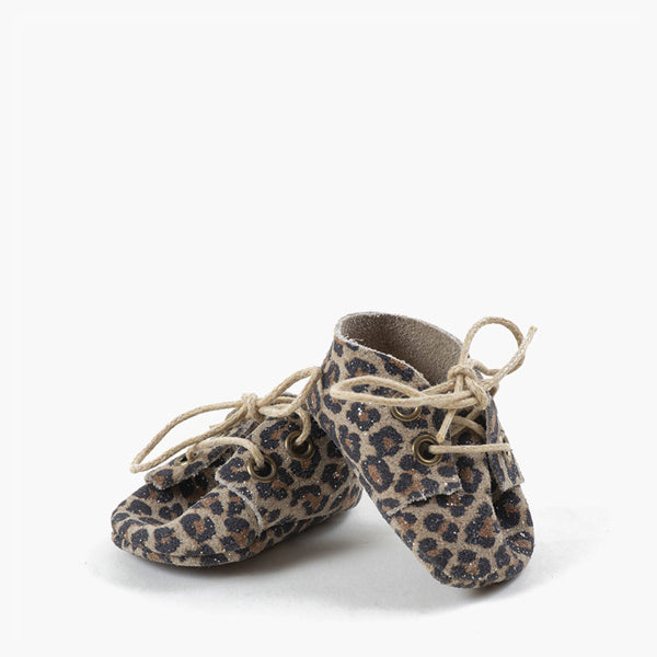 Minikane x Patt touch Baby Doll Lace Up Shoes Leopard Elenfhant