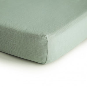 Mushie Extra Soft Muslin Crib Sheet - Roman Green