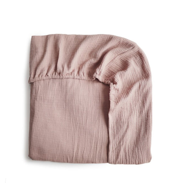 Mushie Extra Soft Muslin Crib Sheet - Blush