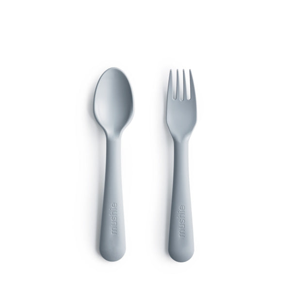 Mushie Fork and Spoon Set - Cloud