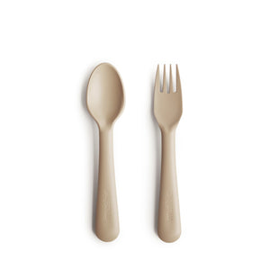 Mushie Fork and Spoon Set - Vanilla
