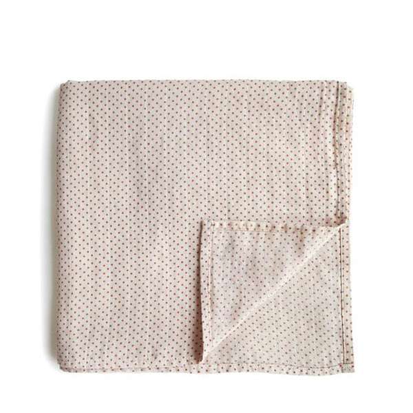 Mushie Muslin Swaddle Blanket Organic Cotton - Caramel Polka Dot