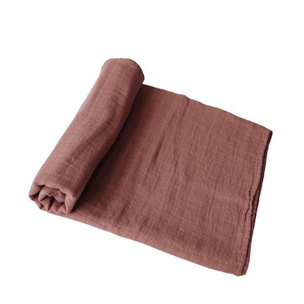 Mushie Muslin Swaddle Blanket Organic Cotton - Cognac