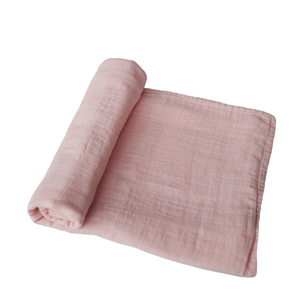 Mushie Muslin Swaddle Blanket Organic Cotton - Rose Vanilla