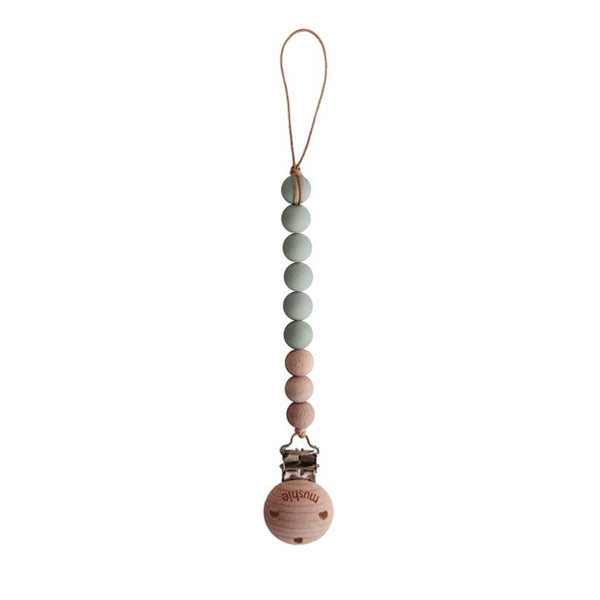 Mushie Pacifier Clip Cleo - Sage