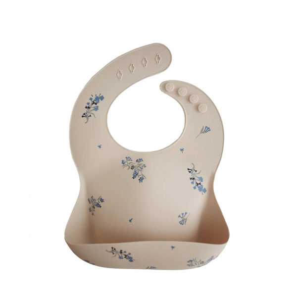 Mushie Silicone Baby Bib - Lilac Flowers