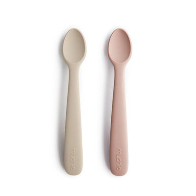 Mushie Silicone Feeding Spoons 2-Pack - Blush/Shifting Sand