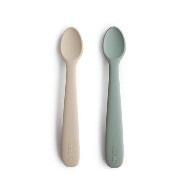 Mushie Silicone Feeding Spoons 2-Pack - Cambridge Blue/Shifting Sand