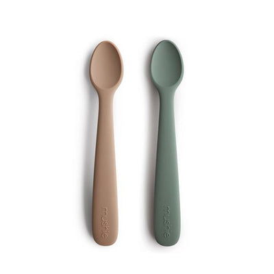 Mushie Silicone Feeding Spoons 2-Pack - Dried Thyme/Natural