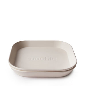 Mushie Square Dinnerware Plates, Set of 2 - Ivory