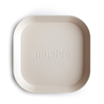 Mushie Square Dinnerware Plates, Set of 2 - Ivory