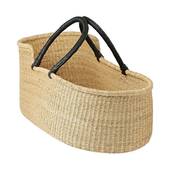 Natural Baby Moses Basket Black Handles Elenfhant