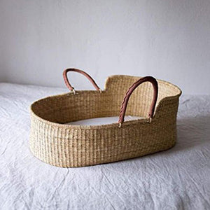 Natural Moses Basket - Tan Red Handles - Elenfhant