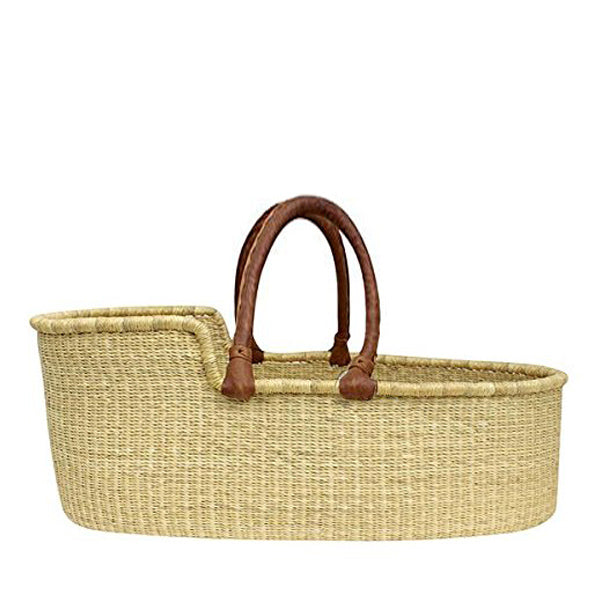 Natural Moses Basket - Tan Red Handles - Elenfhant