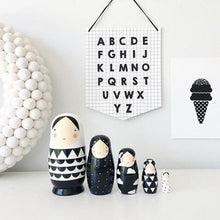 Petit Monkey Nesting Dolls – Black and White