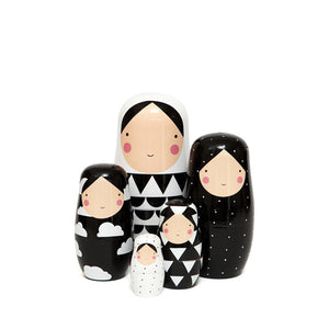 Petit Monkey Nesting Dolls Black and White