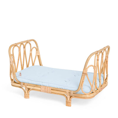 Poppie Rattan Doll's Day Bed - Baby Blue