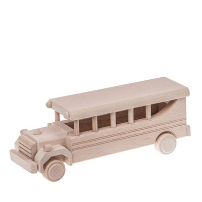 Bartu Retro Wooden School Bus - Natural