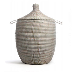 Hand Woven Lidded Basket XL – White