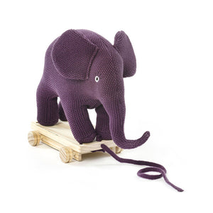 Smallstuff Pull Along Toy Elephant – Aubergine