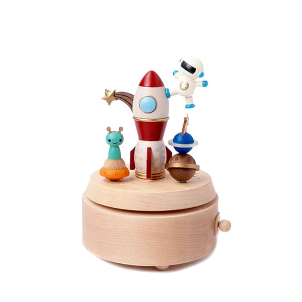 Wooderful Life Wooden Music Box - Spaceship in Outer Space