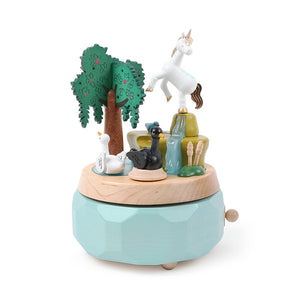 Wooderful Life Wooden Music Box - Unicorn with Swans