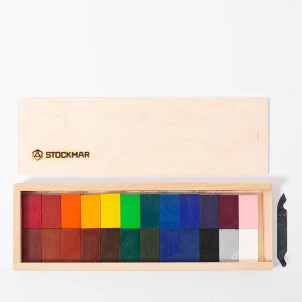 Stockmar Beeswax Crayons - 24 Blocks in Wooden Case