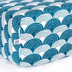Swedish Linens Rainbows Fitted Sheet – Moroccan Blue