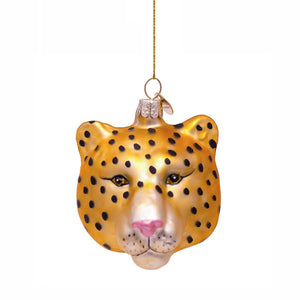 Vondels Glass Shaped Christmas Ornament - Panther Head Gold
