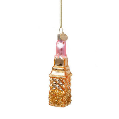 Vondels Glass Shaped Christmas Ornament - Gold/Pink Lipstick