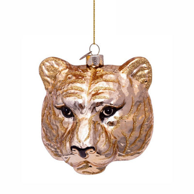 Vondels Glass Shaped Christmas Ornament - Tiger Head Gold